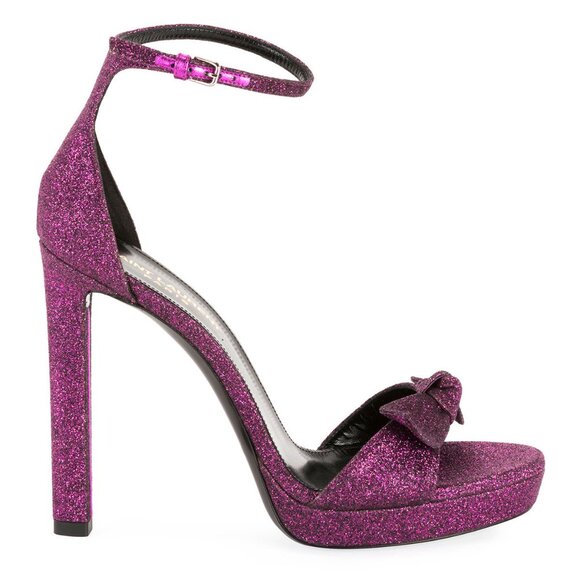 SAINT LAURENT SHOES HALL GLITTERED PLATFORM SANDALS sz IT 40 US 9.5 - Picture 2 of 15